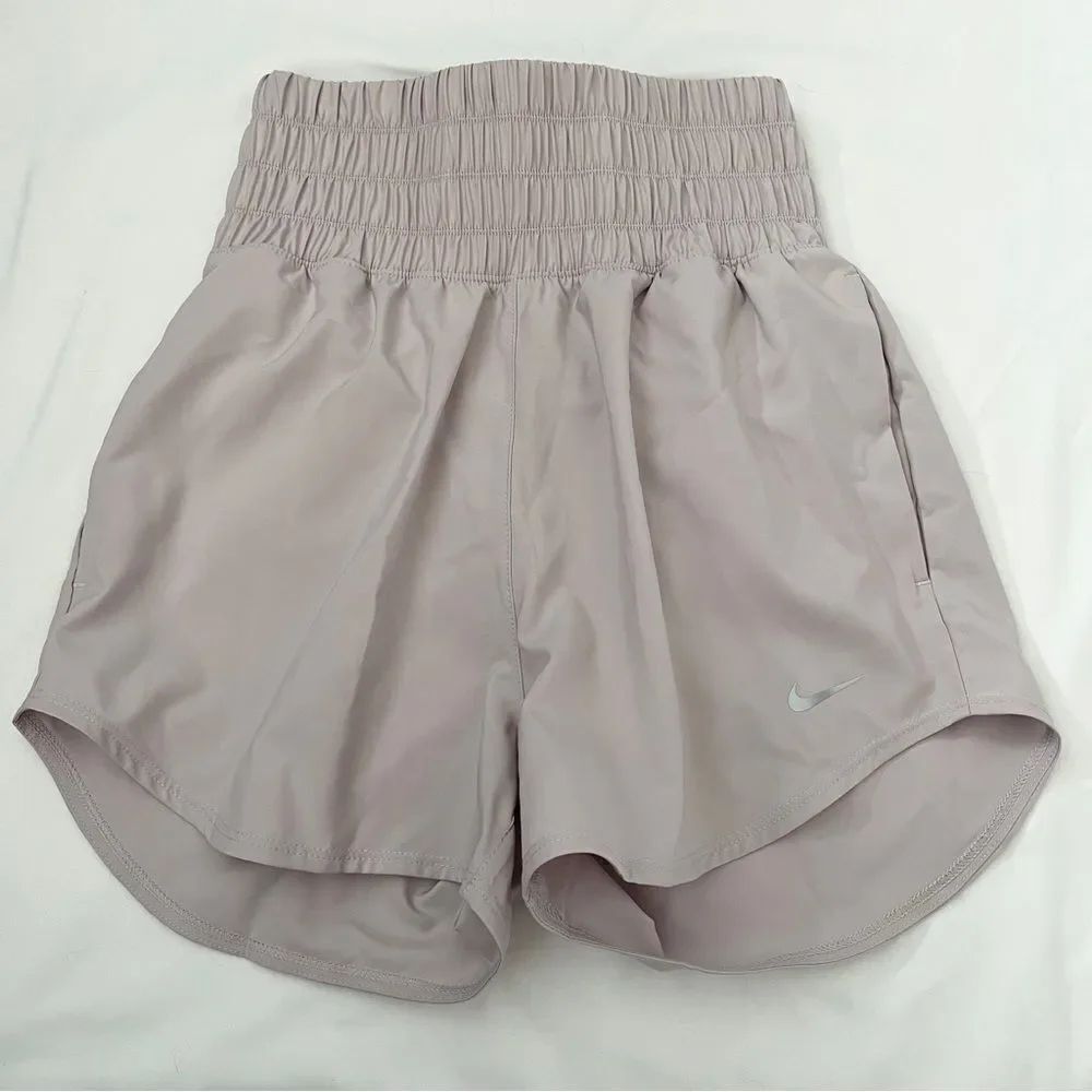 Nike One Women's Dri-FIT Ultra High-Waisted 3" Brief-Lined Shorts gray pink XS